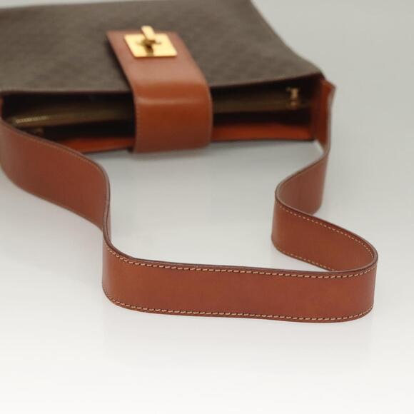 CELINE Macadam Canvas Shoulder Bag Pvc Leather Brown Gold - Picture 7 of 13